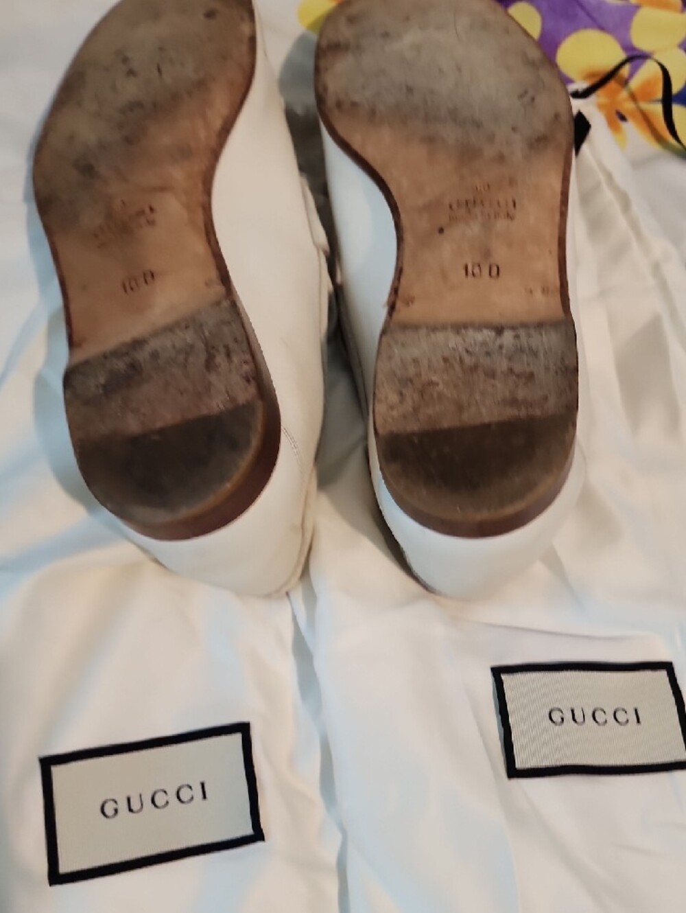 Gucci Ivory Canvas Loafers with Red & Blue Web Stripe - Picture 6 of 10